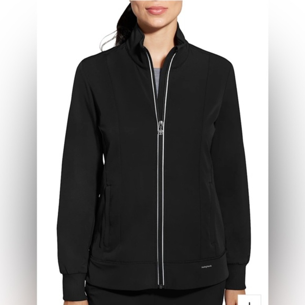 Scrub Jacket Black Healing Hands 360 5 pocket- Medium